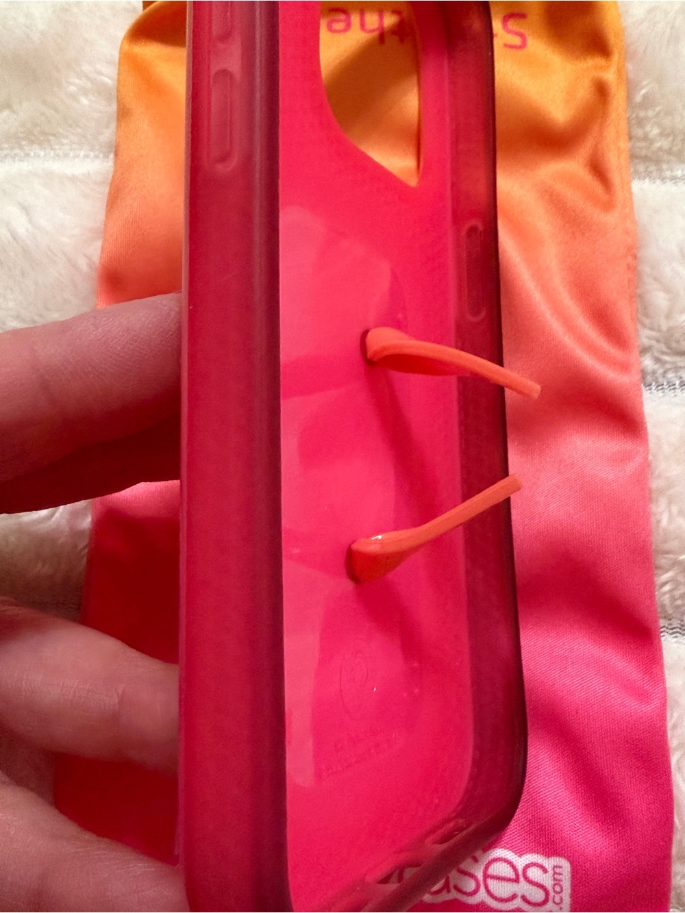 Loopy Case Gradient Pink to Orange Phone Case with Loop Strap - Picture 3 of 5